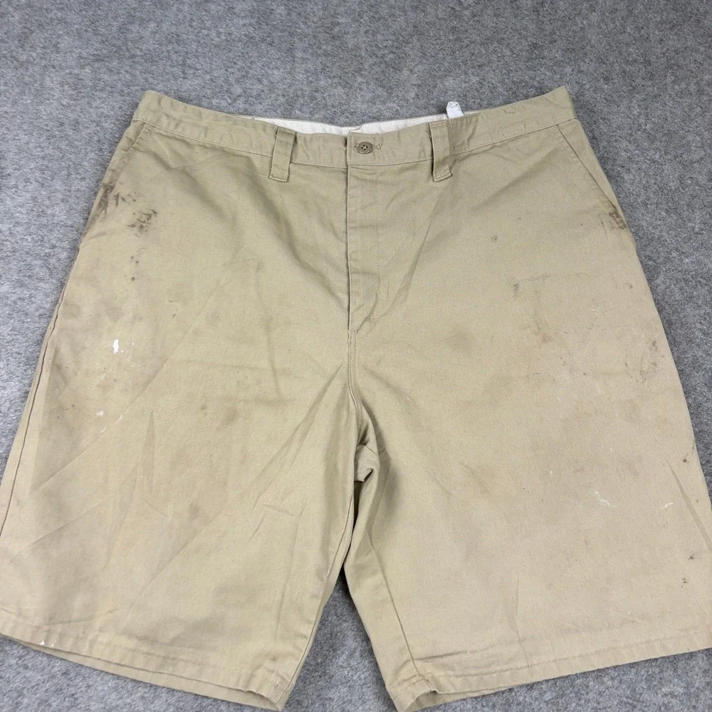 Dickies Chino Shorts Mens 40 Khaki Tan Distressed Workwear‎ Utility Outdoors 00s